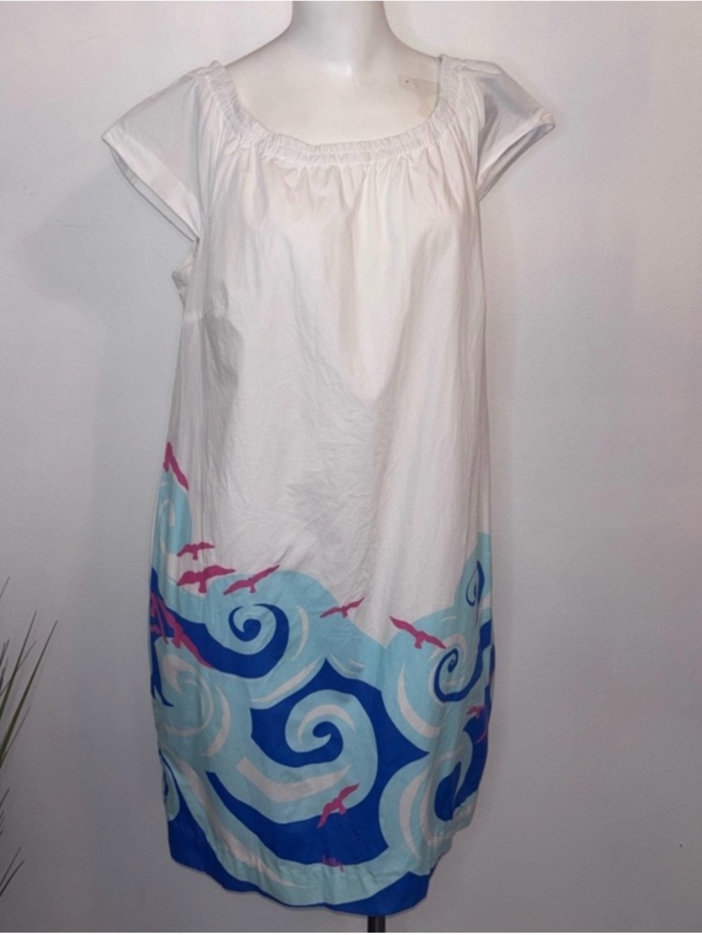 Lilly Pulitzer Lilly’s Gulls Bellevue Blue Cara Dress Wave Print Large - Picture 6 of 13
